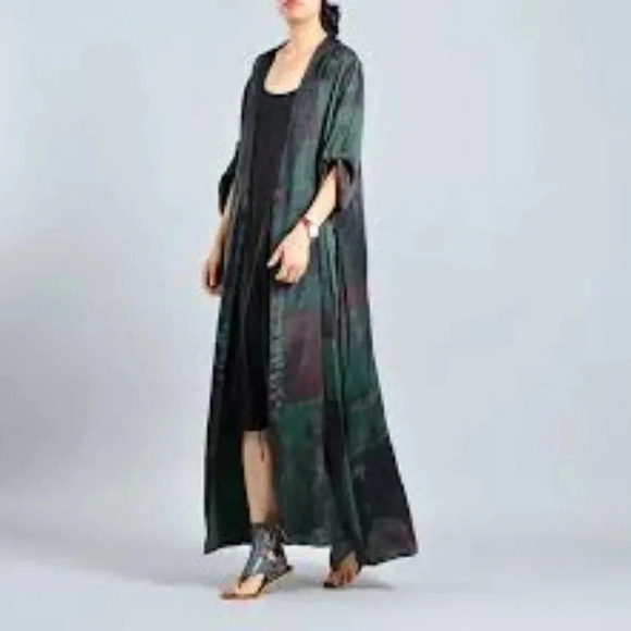 Vintage Linda For La Senza Floral Long Kimono  Robe Semi Sheer - Picture 1 of 14